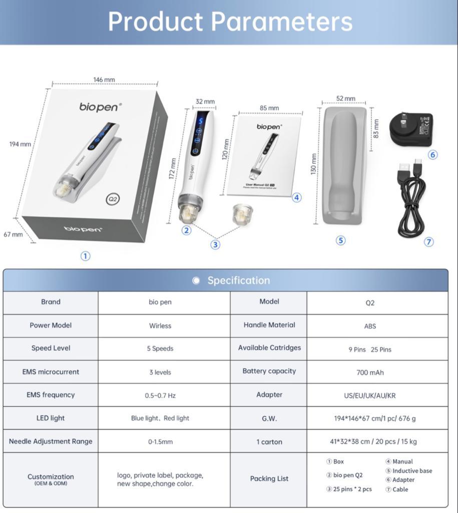 Bio Pen Q2 kit for Microneedling 